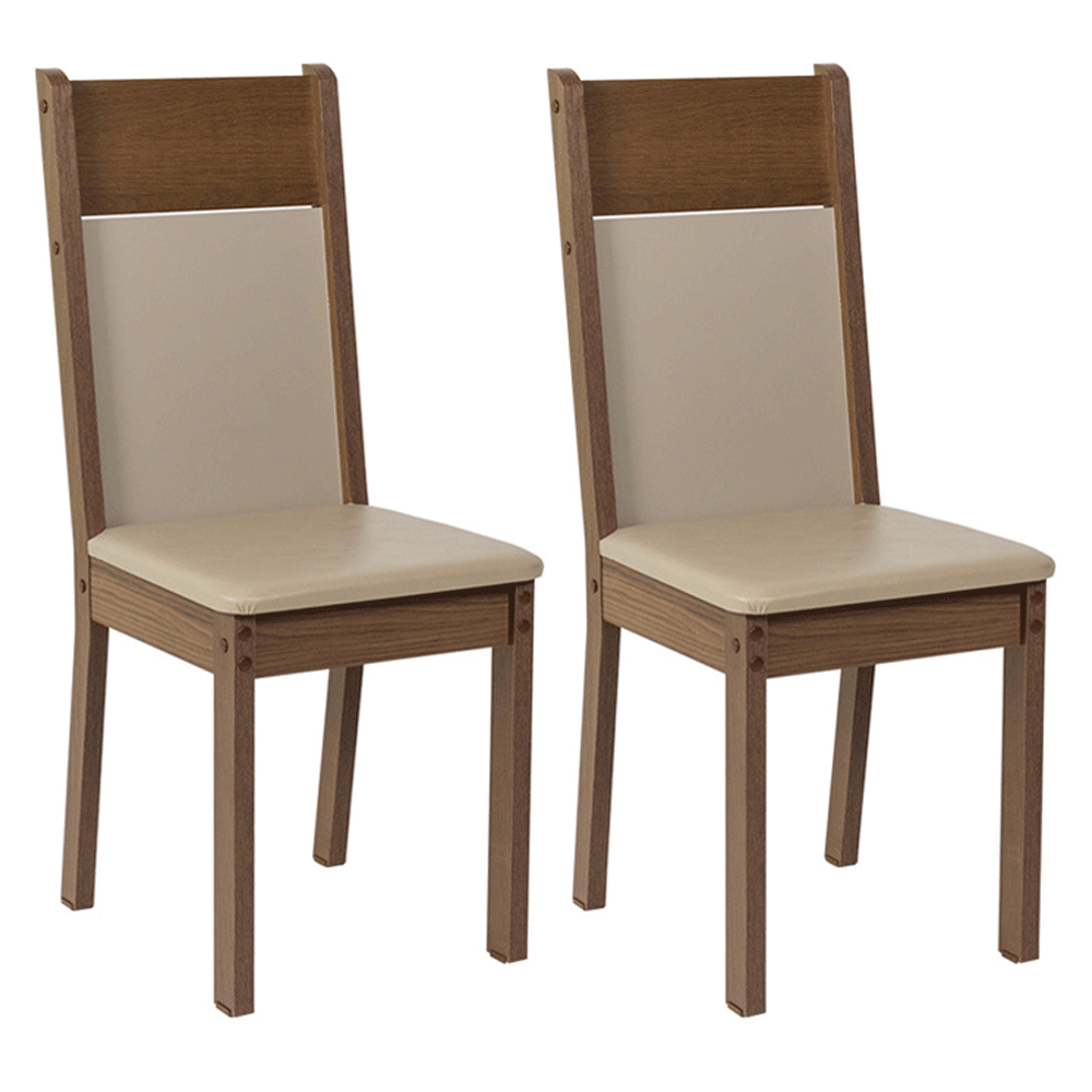 Kit 2 Sillas 4280 Marrón/Beige Sintético