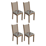 Kit 4 Sillas 4291 Marrón/Crema/Hibisco