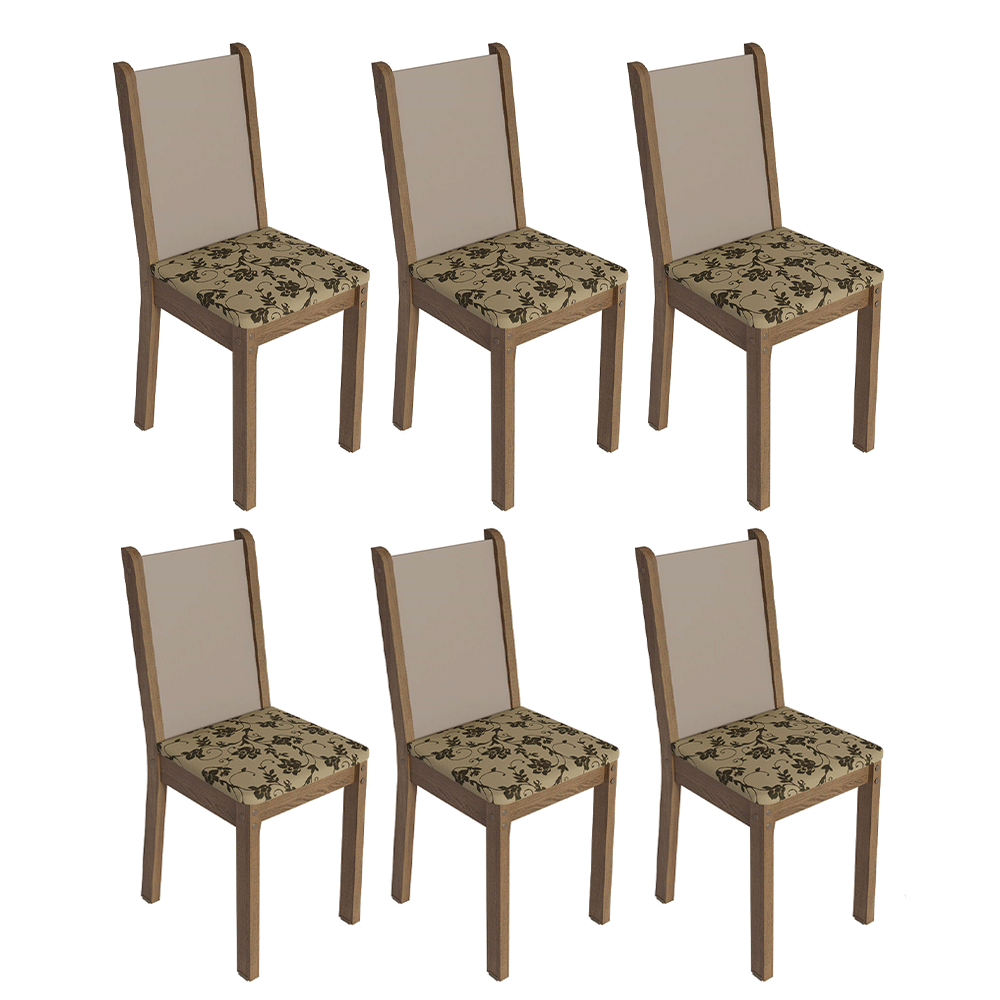 Kit 6 Sillas 4291 Marrón/Crema/Beige Marrón