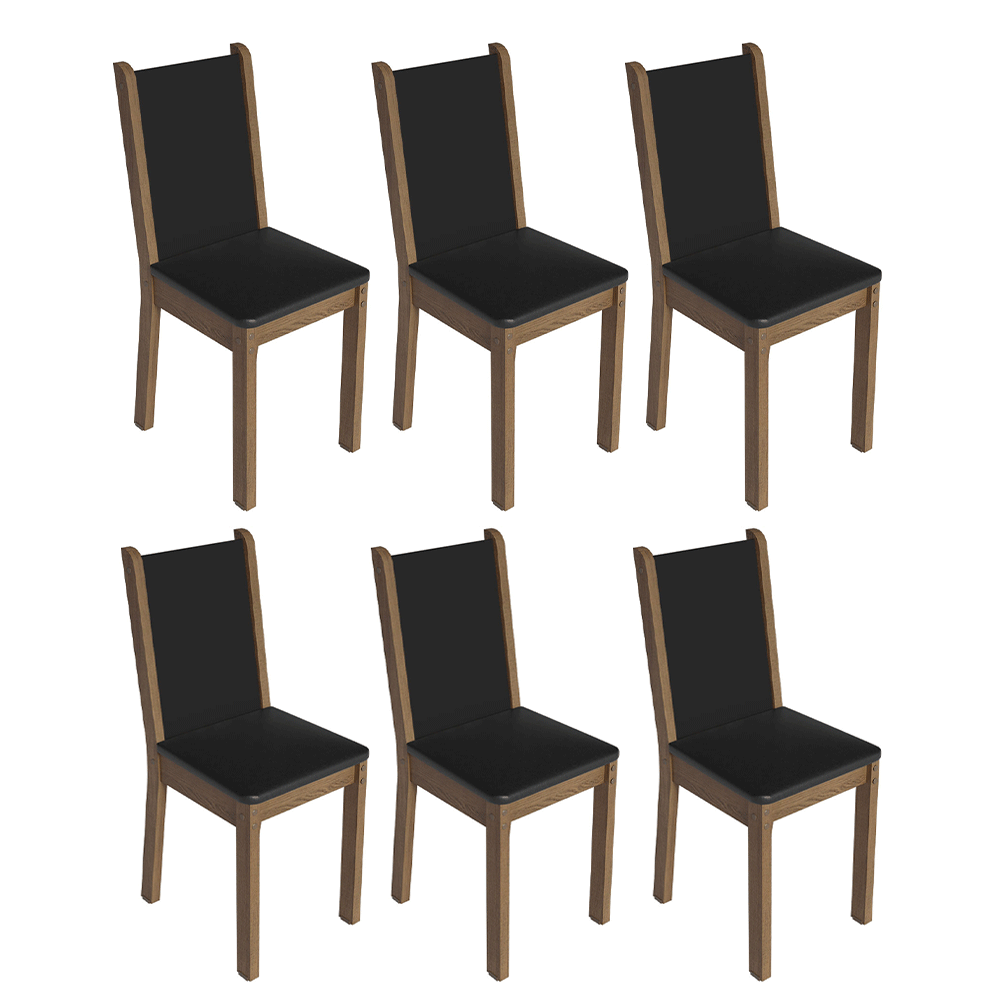 Kit 6 Sillas 4291 Marrón/Negro