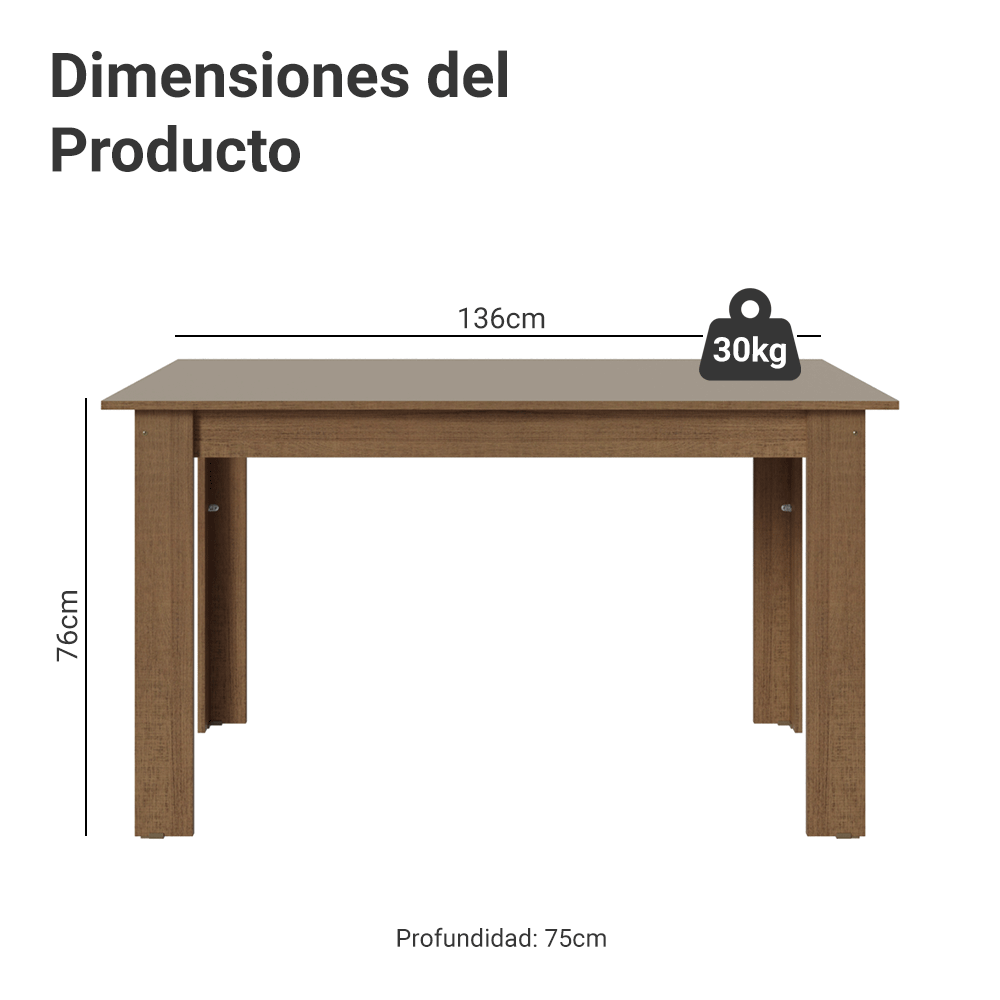 Mesa De Comedor Rectangular Tapa de Madera Marrón/Crema 5231 Madesa