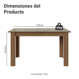 Mesa De Comedor Rectangular con Tapa de Vidrio Marrón/Crema 5231 Madesa