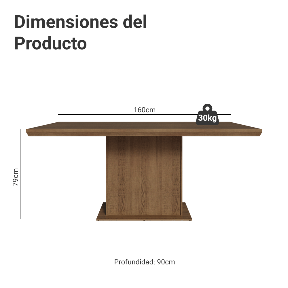 Mesa de Comedor Rectangular Tapa con Borde Biselado Marrón 5275 Madesa