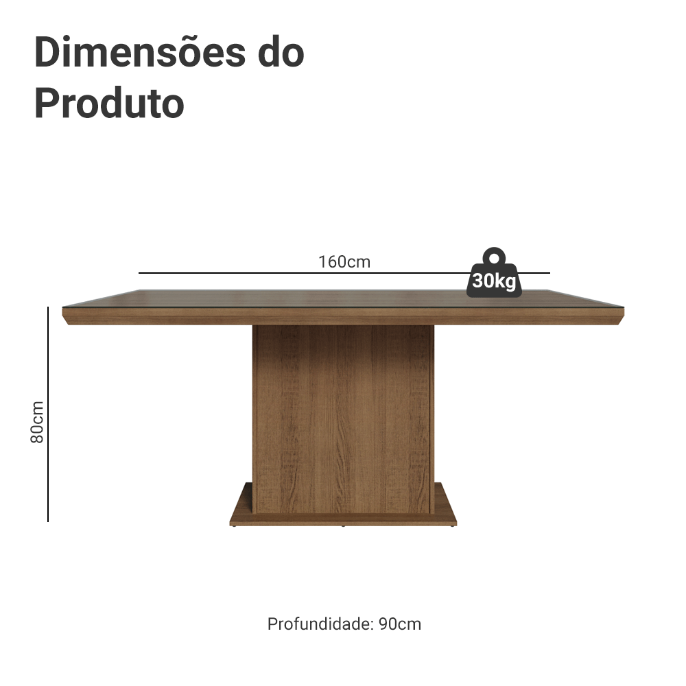 Mesa de Comedor Rectangular Tapa con Borde Biselado y Vidrio Sobrepuesto Marrón 5275 Madesa