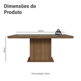 Mesa de Comedor Rectangular Tapa con Borde Biselado y Vidrio Sobrepuesto Marrón 5275 Madesa