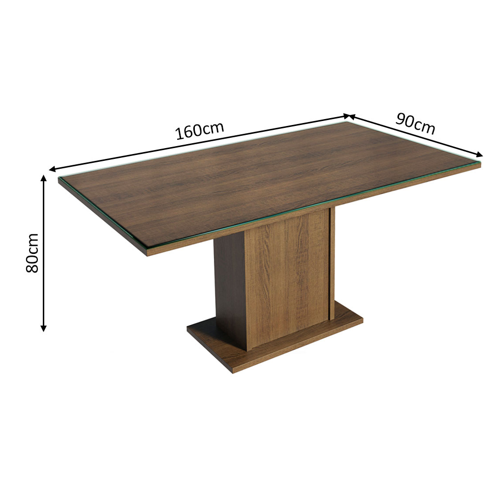 Mesa De Comedor Rectangular con Tapa de Vidrio Marrón 5275 Madesa