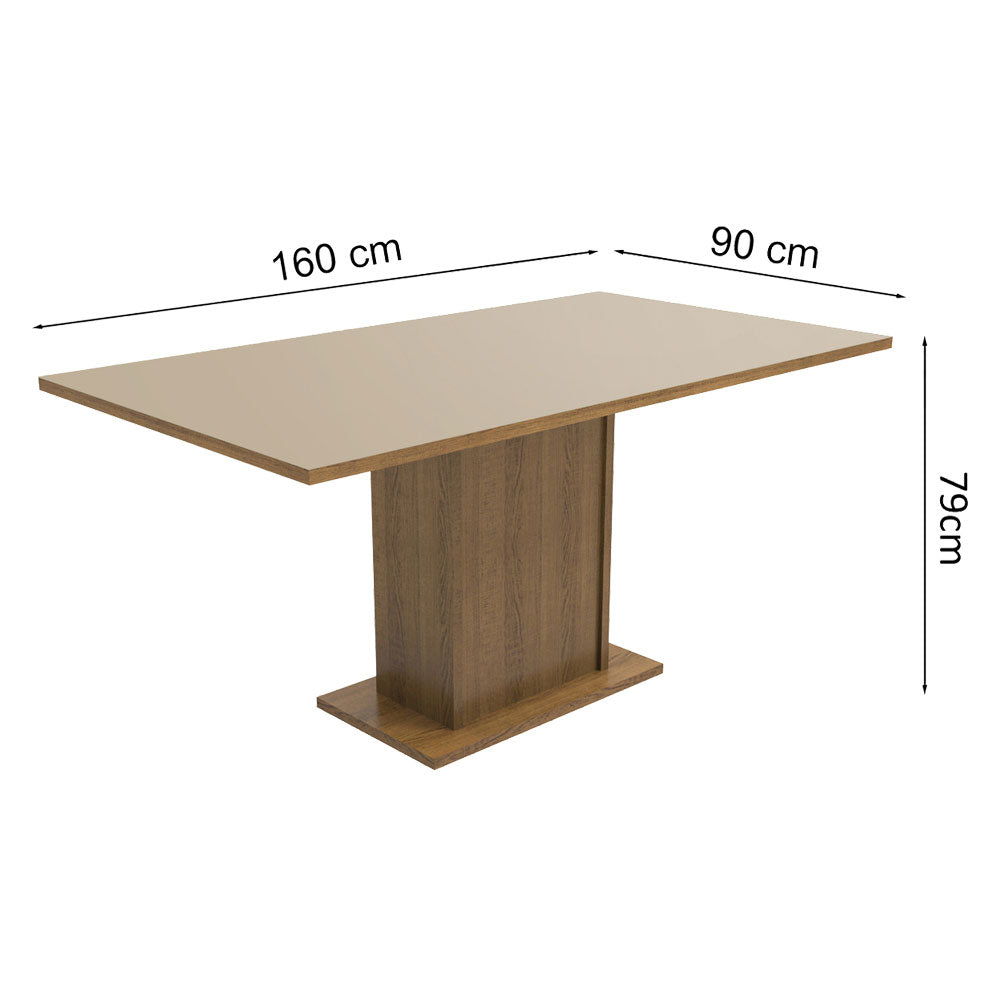 Mesa de Comedor Rectangular Tapa de Madera 160 cm Marrón/Crema Madesa 01
