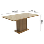 Mesa de Comedor Rectangular Tapa de Vidrio Sobrepuesto 160 cm Marrón/Crema Madesa 01