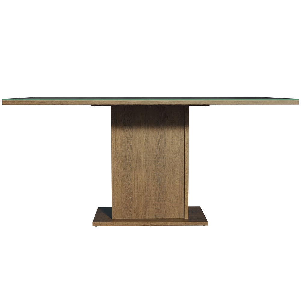 Mesa de Comedor Rectangular Tapa de Vidrio Sobrepuesto 160 cm Marrón/Negro Madesa 01