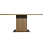 Mesa de Comedor Rectangular Tapa de Vidrio Sobrepuesto 160 cm Marrón/Negro Madesa 01