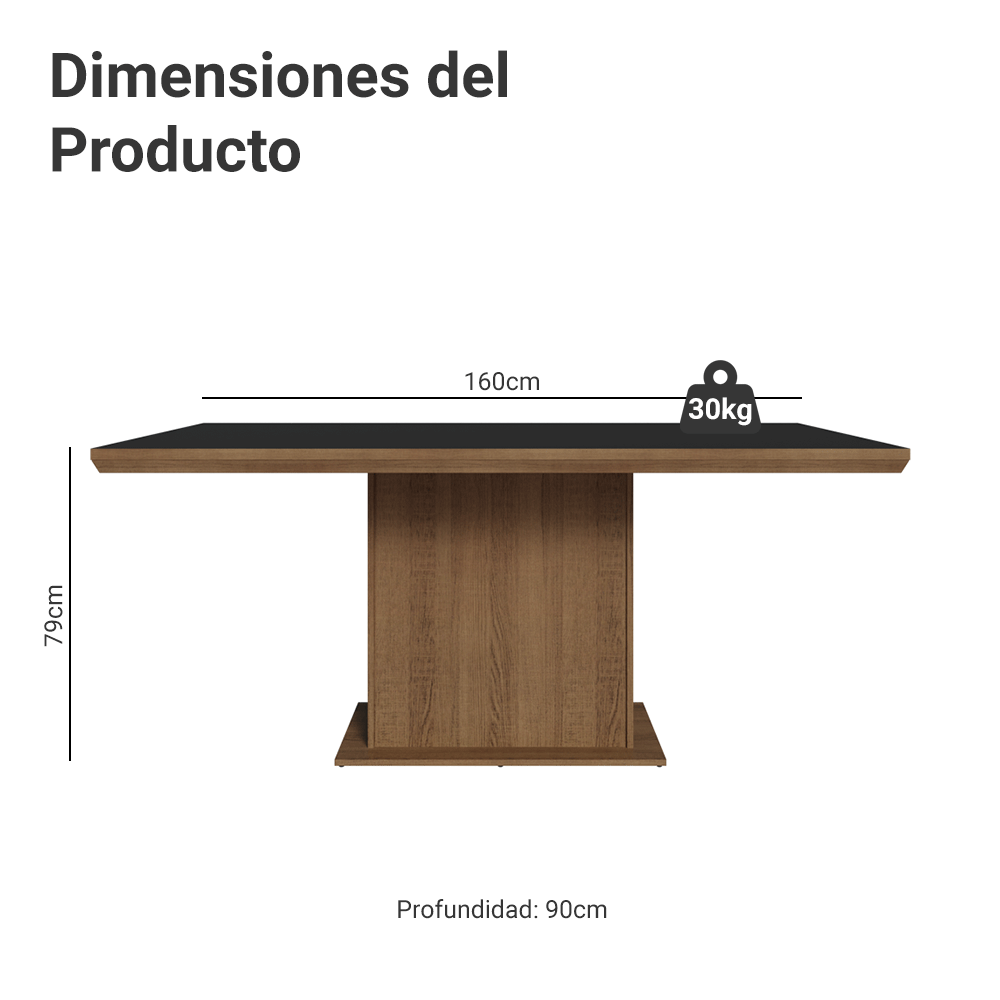Mesa de Comedor Rectangular Tapa con Borde Biselado Marrón/Negro 5275 Madesa