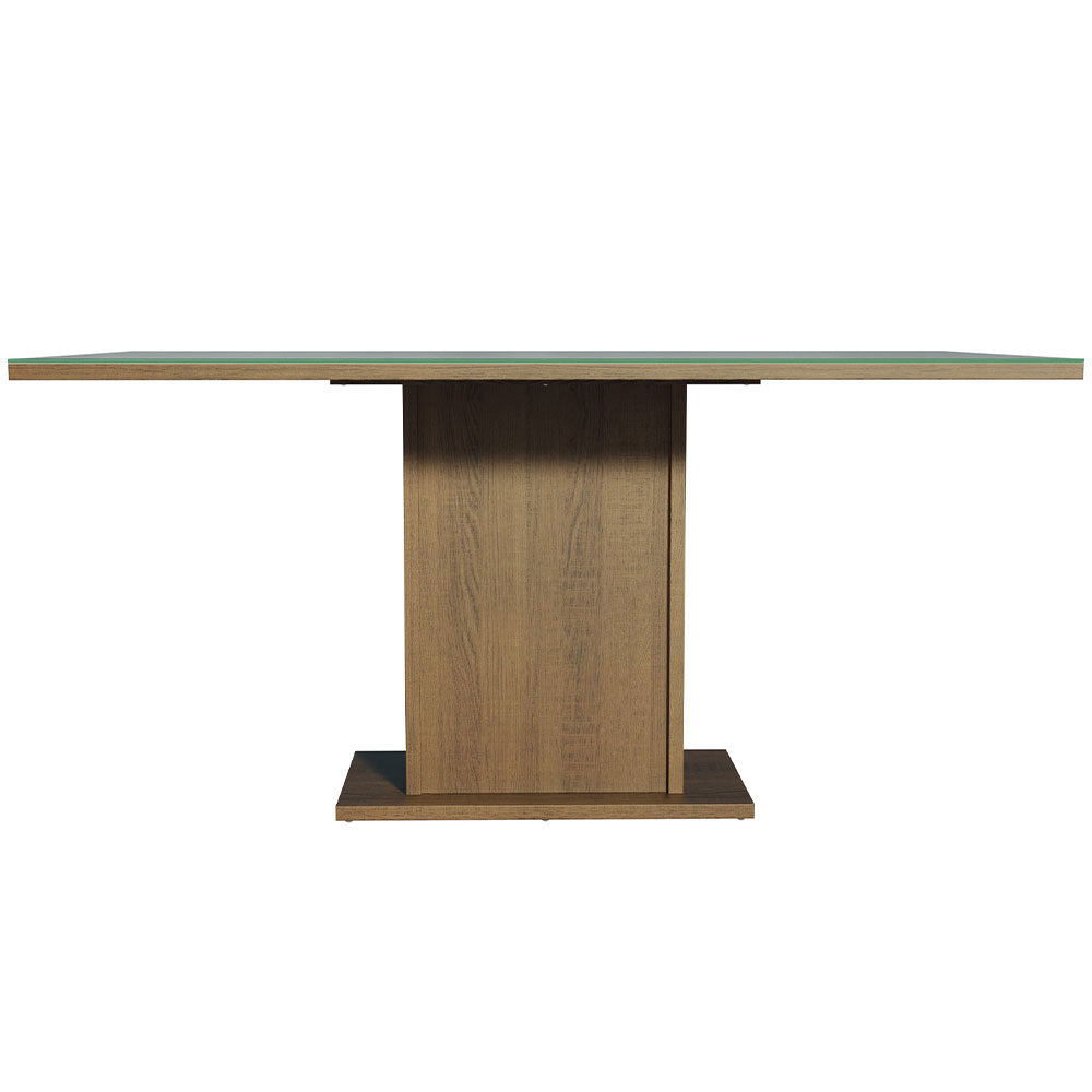 Mesa de Comedor Rectangular Tapa de Vidrio Sobrepuesto 160 cm Marrón/Gris Madesa 01