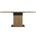 Mesa de Comedor Rectangular Tapa de Vidrio Sobrepuesto 160 cm Marrón/Gris Madesa 01