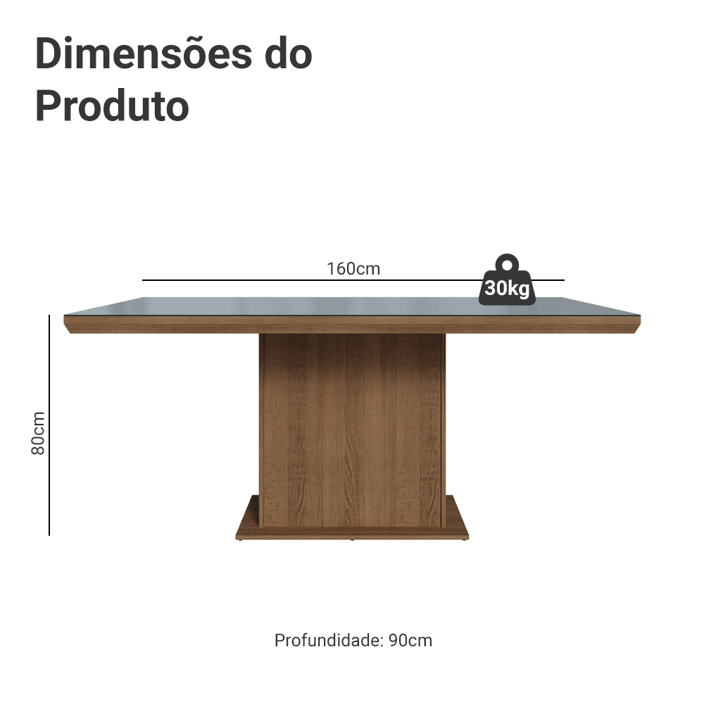 Mesa de Comedor Rectangular Tapa con Borde Biselado y Vidrio Sobrepuesto Marrón/Gris 5275 Madesa