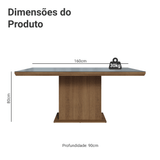 Mesa de Comedor Rectangular Tapa con Borde Biselado y Vidrio Sobrepuesto Marrón/Gris 5275 Madesa