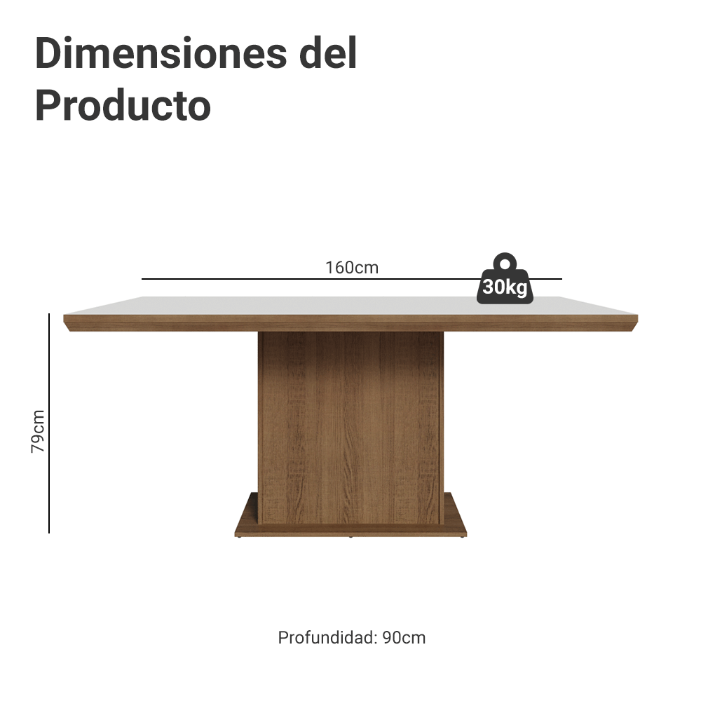 Mesa de Comedor Rectangular Tapa con Borde Biselado Marrón/Blanco 5275 Madesa