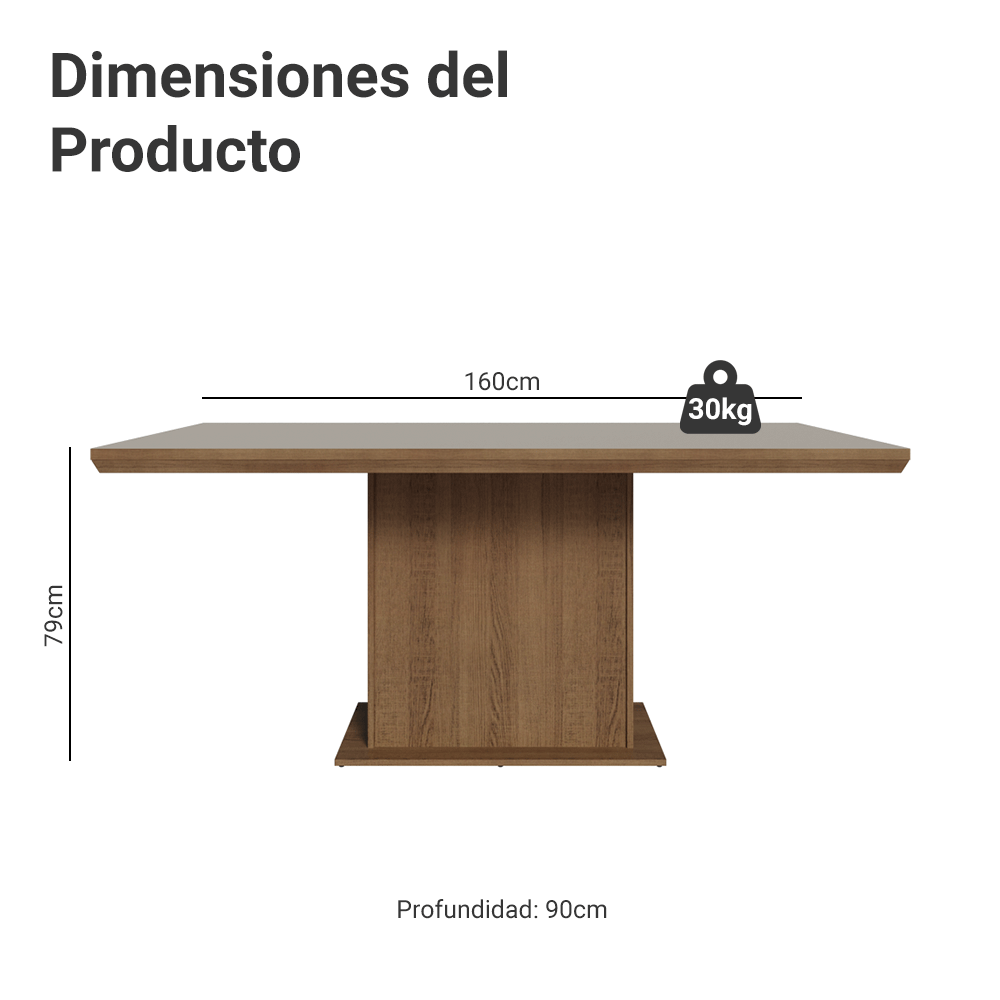 Mesa de Comedor Rectangular Tapa con Borde Biselado Marrón/Crema 5275 Madesa