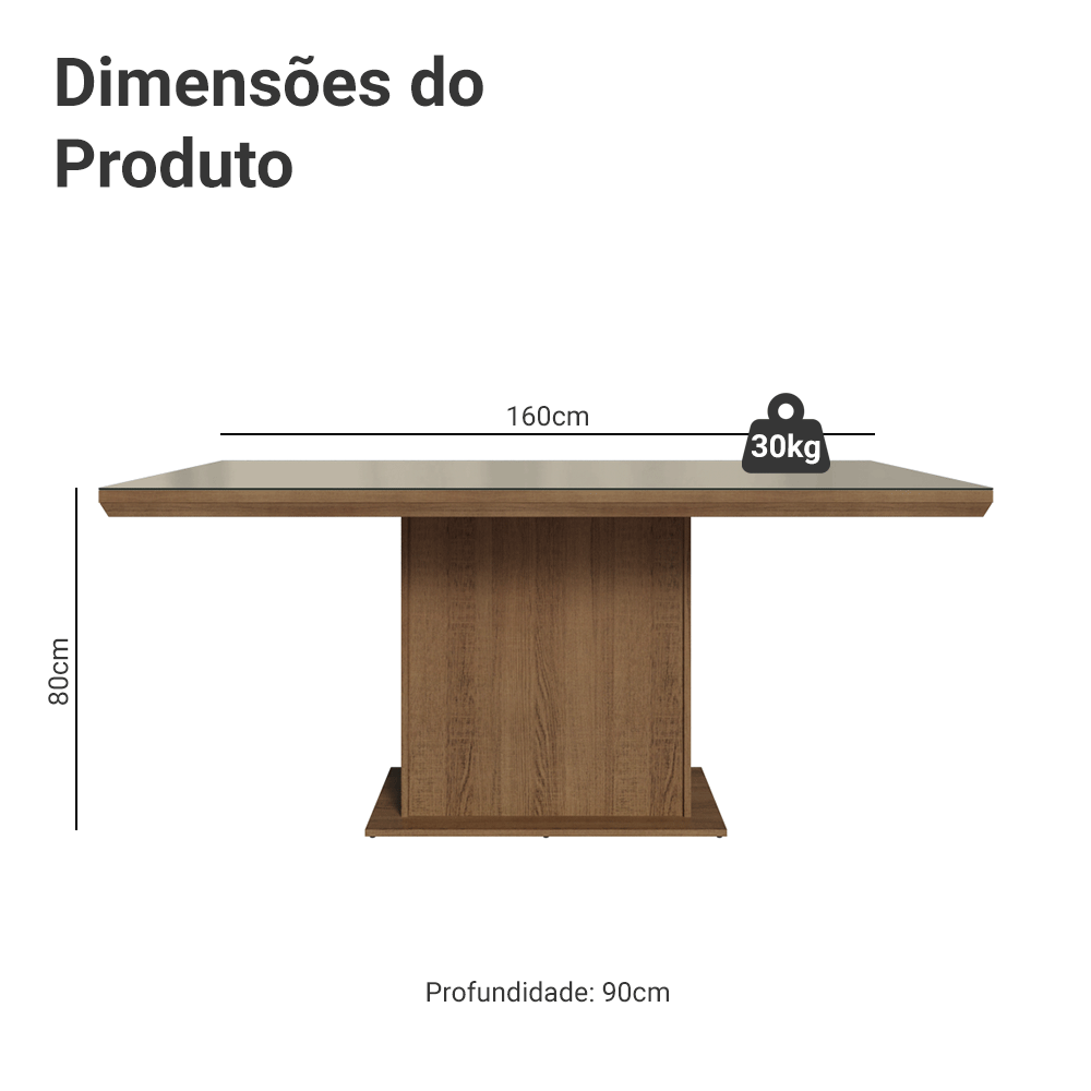 Mesa de Comedor Rectangular Tapa con Borde Biselado y Vidrio Sobrepuesto Marrón/Crema 5275 Madesa