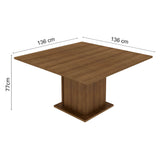 Mesa de Comedor Cuadrada con Tapa de Madera 5286A Marrón