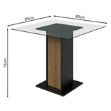 Mesa De Comedor Madesa Cuadrado con Tapa de Vidrio 5332A Negro/Marrón