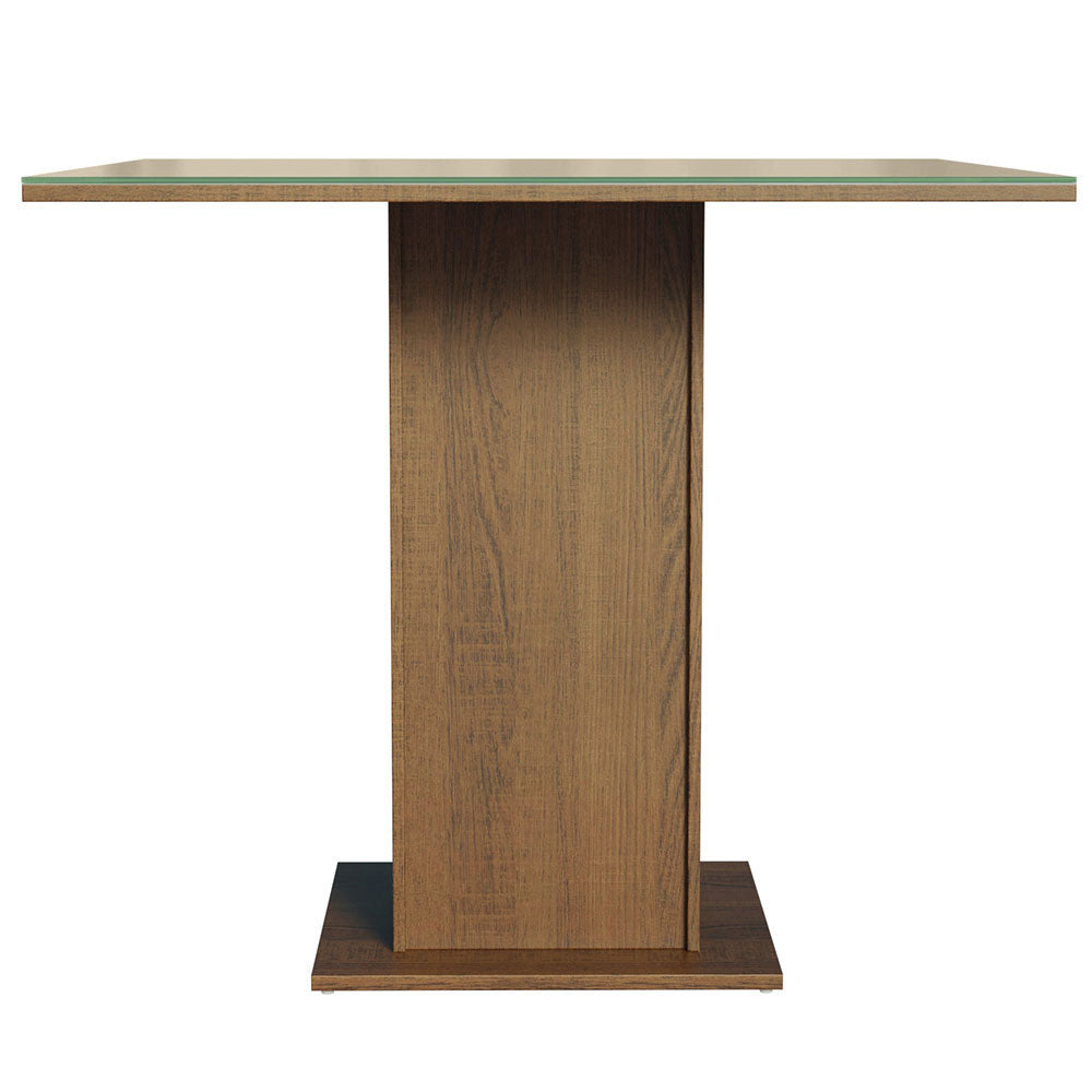 Mesa de Comedor Cuadrada Tapa de Vidrio Marrón 5363