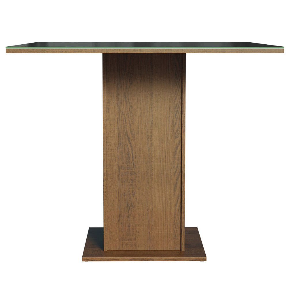 Mesa de Comedor Cuadrada Tapa de Vidrio Sobrepuesto 90 cm Marrón/Negro Madesa