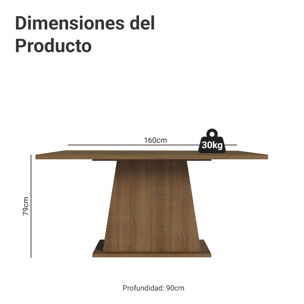 Mesa de Comedor Rectangular Tapa de Madera Marrón Tablero de Madera 5364 Madesa