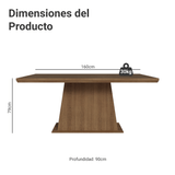 Mesa de Comedor Rectangular Tapa con Borde Biselado Marrón 5364 Madesa