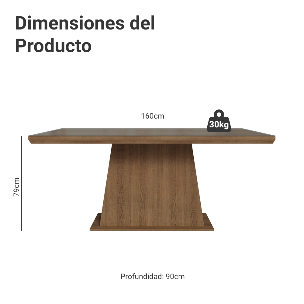 Mesa de Comedor Rectangular Tapa con Borde Biselado y Vidrio Sobrepuesto Marrón 5364 Madesa