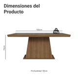 Mesa de Comedor Rectangular Tapa con Borde Biselado y Vidrio Sobrepuesto Marrón 5364 Madesa