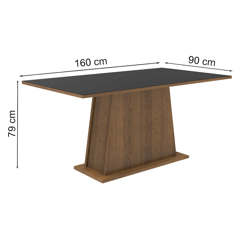 Mesa de Comedor Rectangular Tapa de Madera 160 cm Marrón/Negro Madesa 02