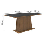 Mesa de Comedor Rectangular Tapa de Madera 160 cm Marrón/Negro Madesa 02