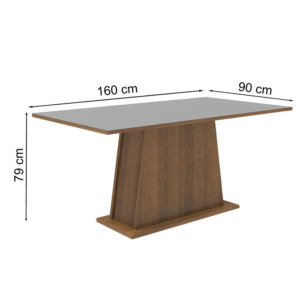 Mesa de Comedor Rectangular Tapa de Madera 160 cm Marrón/Gris Madesa 02