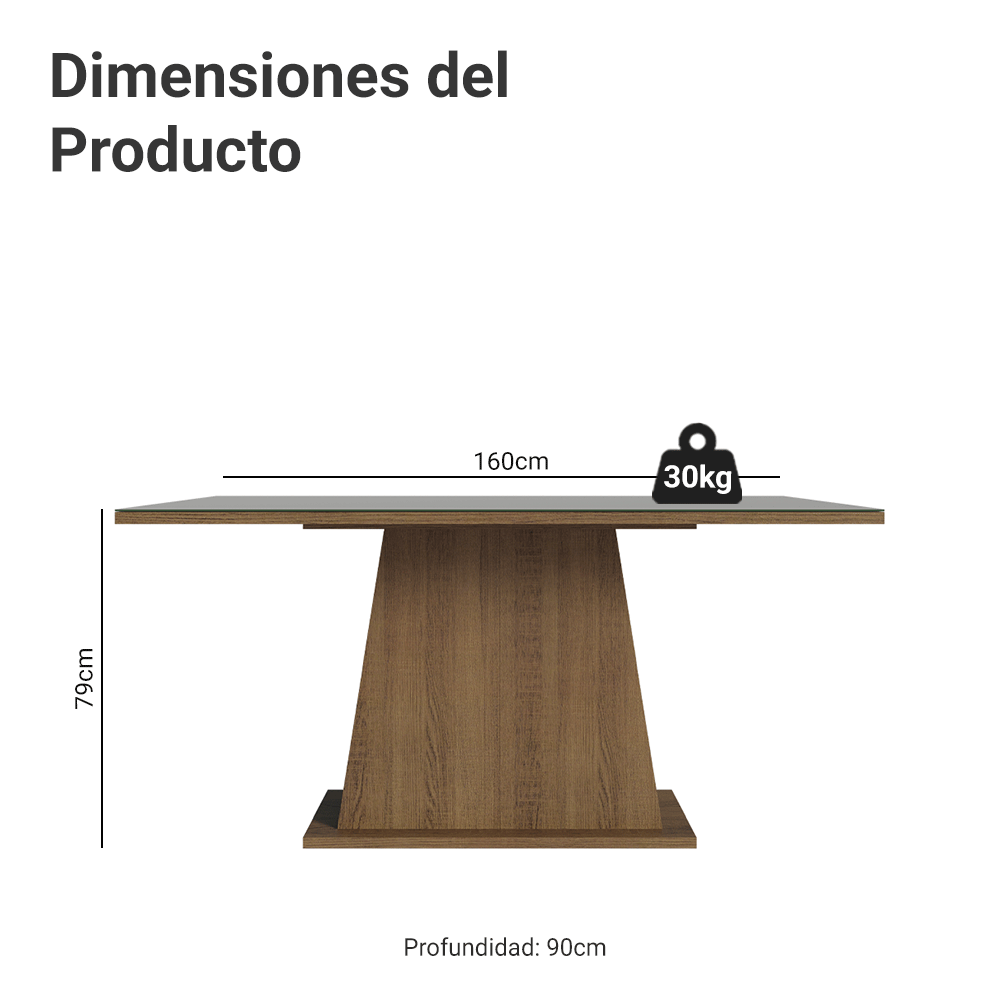 Mesa de Comedor Rectangular Tapa de Vidrio Marrón/Gris Tablero de Vidrio 5364 Madesa