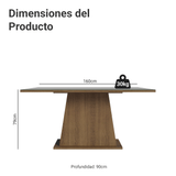 Mesa de Comedor Rectangular Tapa de Vidrio Marrón/Gris Tablero de Vidrio 5364 Madesa