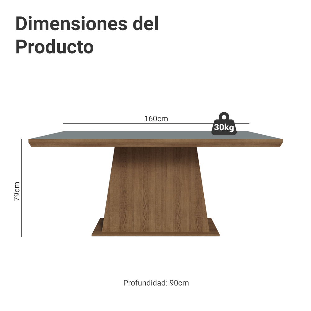 Mesa de Comedor Rectangular Tapa con Borde Biselado Marrón/Gris 5364 Madesa