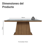 Mesa de Comedor Rectangular Tapa con Borde Biselado y Vidrio Sobrepuesto Marrón/Gris 5364 Madesa
