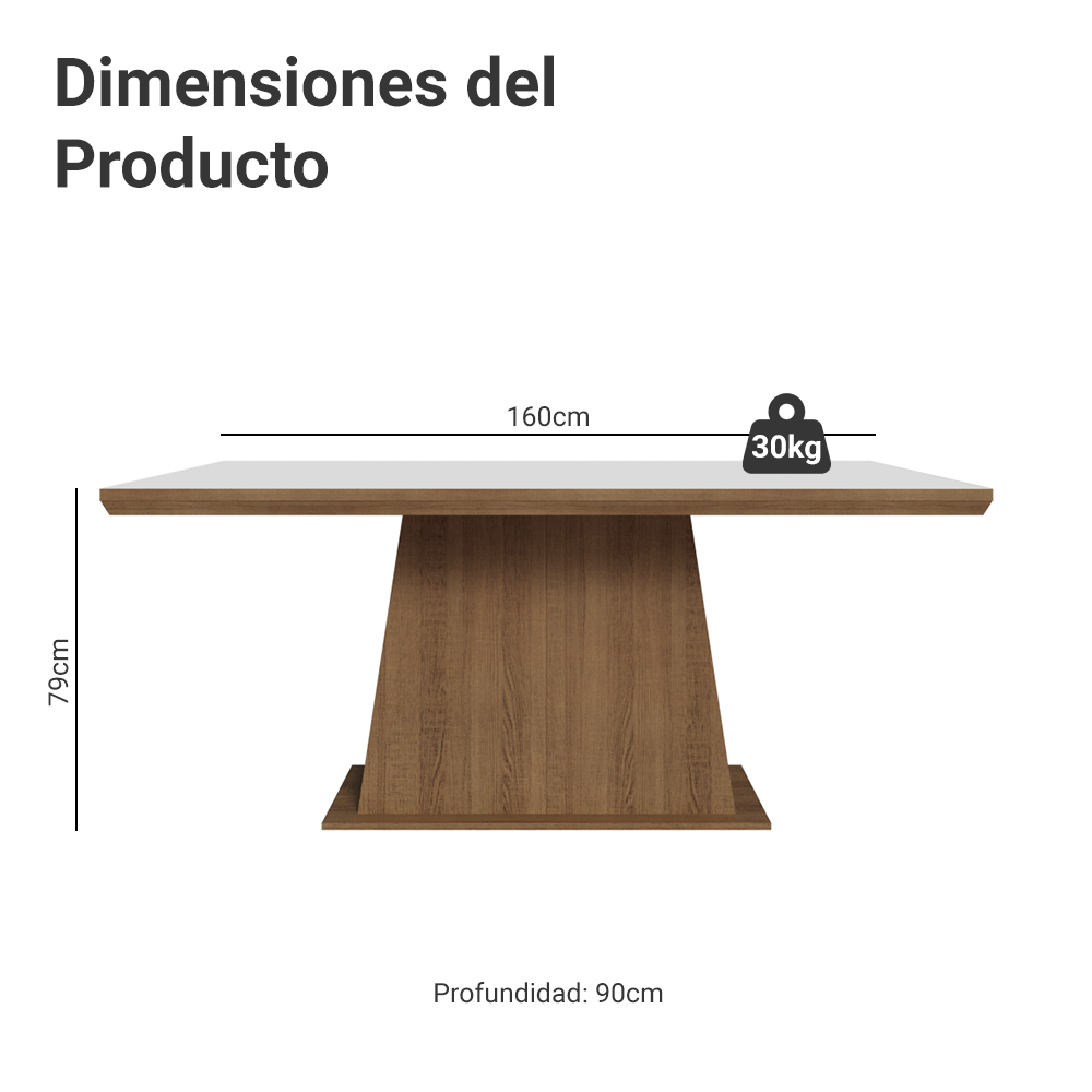 Mesa de Comedor Rectangular Tapa con Borde Biselado Marrón/Blanco 5364 Madesa