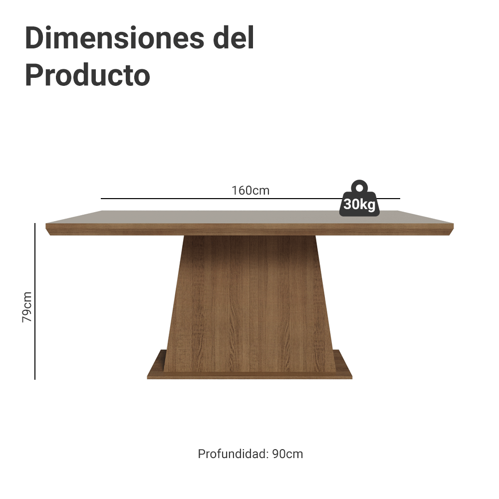 Mesa de Comedor Rectangular Tapa con Borde Biselado Marrón/Crema 5364 Madesa