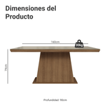 Mesa de Comedor Rectangular Tapa con Borde Biselado y Vidrio Sobrepuesto Marrón/Crema 5364 Madesa