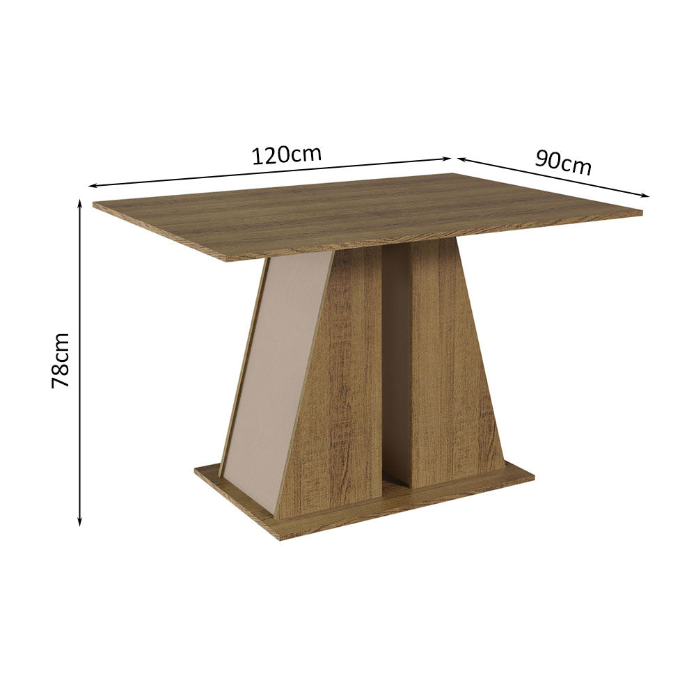 Mesa de Comedor Rectangular con Tapa de Madera 5383 Marrón/Crema