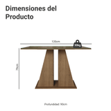 Mesa de Comedor Rectangular Tapa de Vidrio Marrón/Crema 5383 Madesa
