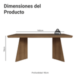 Mesa de Comedor Rectangular Tapa con Borde Biselado Marrón 5389 Madesa