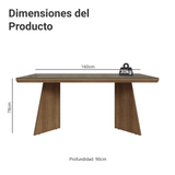 Mesa de Comedor Rectangular Tapa con Borde Biselado y Vidrio Sobrepuesto Marrón 5389 Madesa
