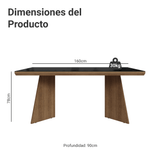 Mesa de Comedor Rectangular Tapa con Borde Biselado y Vidrio Sobrepuesto Marrón/Negro 5389 Madesa