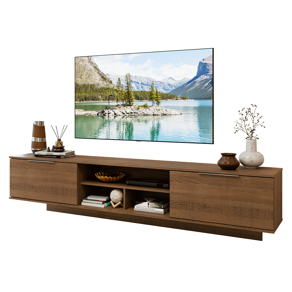 Rack Flotante para TV hasta 80 Pulgadas 218 cm 2 Puertas Marrón Stella Madesa