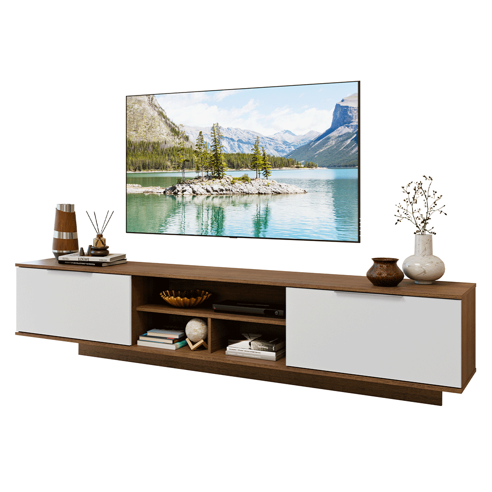 Rack Flotante para TV hasta 80 Pulgadas 218 cm 2 Puertas Marrón/Blanco Stella Madesa