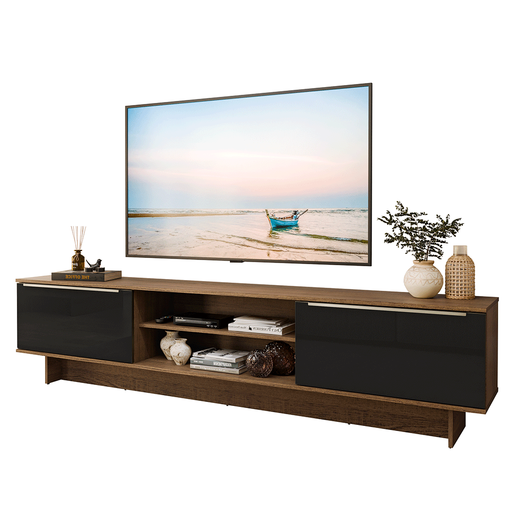 Rack para TV hasta 80 Pulgadas 218 cm 2 Puertas Marrón/Negro Lux Madesa