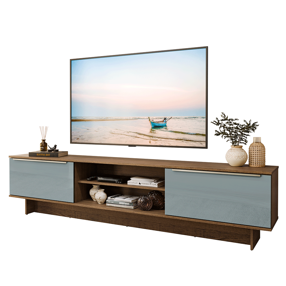 Rack para TV hasta 80 Pulgadas 218 cm 2 Puertas Marrón/Gris Lux Madesa
