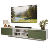 Rack Flotante para TV hasta 80 Pulgadas 218 cm 2 Puertas Blanco/Verde Vik Madesa